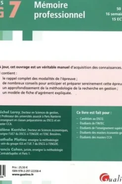 Mémoire professionnel DSCG 7. 2e édition, Michel Leroy