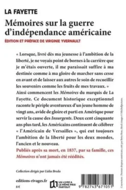 Mémoires sur la guerre d'indépendance américaine. (1777-1779), Gilbert Du Motier de La Fayette
