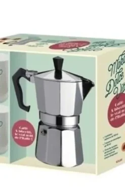 Moka Dolce Vita, caffè & biscotti, le vrai goût de l'Italie ! Coffret avec 1 cafetière italienne, 2 tasses en céramique, 1 livre de recettes, Solar