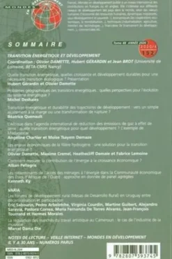 Mondes en développement N° 192/2020/4 : Transition énergétique et développement, Olivier Damette