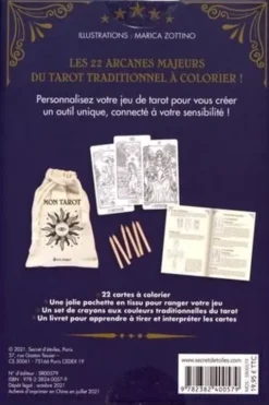 Mon tarot à colorier. Avec 22 cartes à colorier, une jolie pochette en tissu, un set de crayons et un livret, Marica Zottino