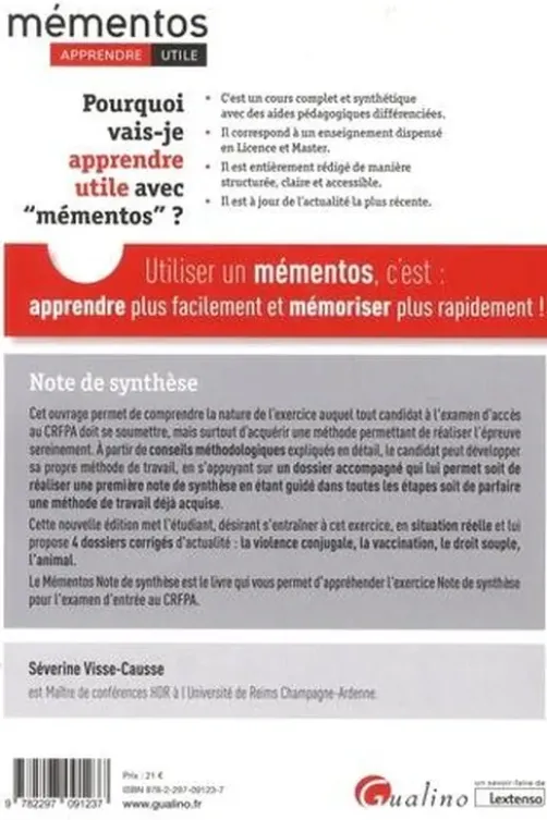 Note de synthèse. 2e édition, Séverine Visse-Causse