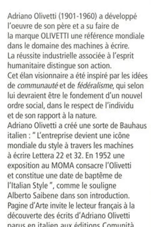 Nous rêvons de silence, Adriano Olivetti