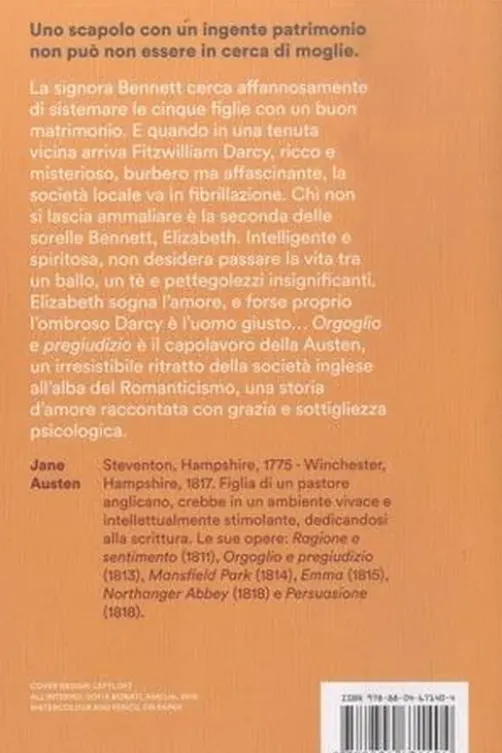 Orgoglio e pregiudizio. Edition en italien, Jane Austen