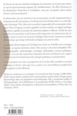 Penser ensemble démocratie et écologie, Paula Cossart