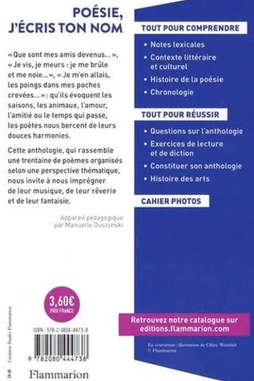 Poésie, j'écris ton nom. Anthologie de la poésie française du Moyen Age à nos jours, Manuelle Duszynski