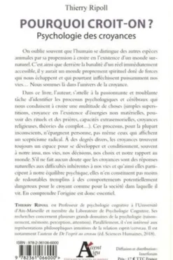 Pourquoi croit-on ? Psychologie des croyances, Thierry Ripoll