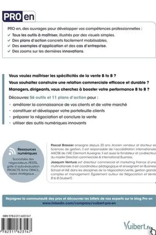 Pro en vente B to B. 56 outils, 11 plans d'action, 9 ressources numériques, Pascal Brassier