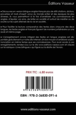 Progressez en anglais grâce à 600 citations et mots d'esprit en version bilingue. Edition bilingue français-anglais, Jean-Pierre Vasseur
