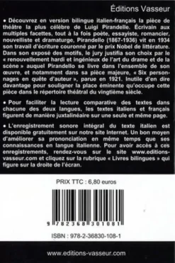 Progressez en italien grâce à... Six personnages en quête d'auteur. Edition bilingue français-italien, Luigi Pirandello
