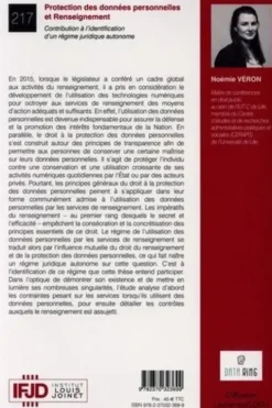 Protection des données personnelles et Renseignement. Contribution à l’identification d’un régime juridique autonome, Noémie Véron