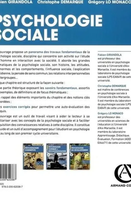 Psychologie sociale. Cours, méthodologie, entraînement, Fabien Girandola