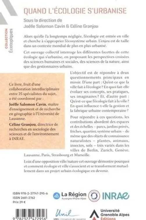 Quand l'écologie s'urbanise, Joëlle Salomon Cavin