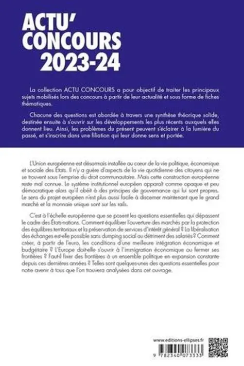 Questions européennes. Cours et QCM, Edition 2023-2024, Christophe Lescot