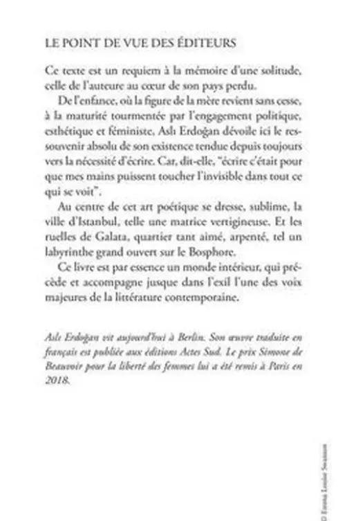 Requiem pour une ville perdue, Asli Erdogan