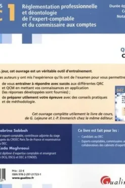 Réglementation professionnelle et déontologie de l'expert-comptable et du commissaire aux comptes DEC 1. 300 QRC & QCM corrigés, Edition 2023, Sabrina Sabbah