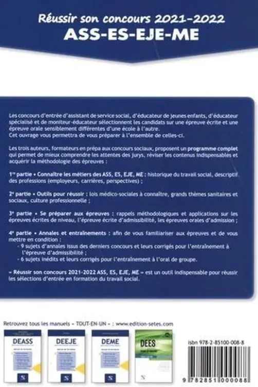 Réussir son concours ASS-EJE-ES-ME. Edition 2021-2022, Pierre Baudain