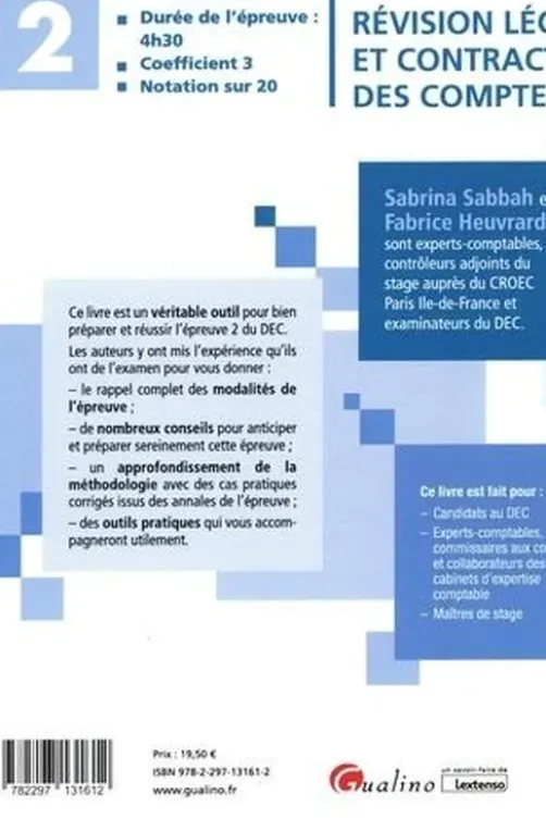 Révision légale et contractuelle des comptes DEC 2. 19 fiches de conseils et d'outils pratiques, Edition 2021, Sabrina Sabbah