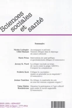 Sciences Sociales et Santé Volume 35 N° 4, décembre 2017, François-Xavier Schweyer