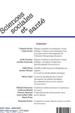 Sciences Sociales et Santé Volume 36 N° 2, juin 2018, Patrick Castel