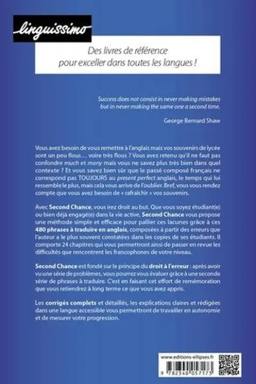 Second Chance B1-B2. Se remettre à l'anglais. 480 phrases-clés à traduire, corrigées et commentées, Jean-Max Thomson