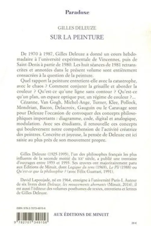 Sur la peinture. Cours mai-juin 1981, Gilles Deleuze