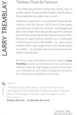 Tableau final de l'amour, Larry Tremblay