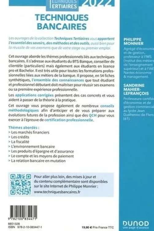 Techniques bancaires. Edition 2022, Philippe Monnier
