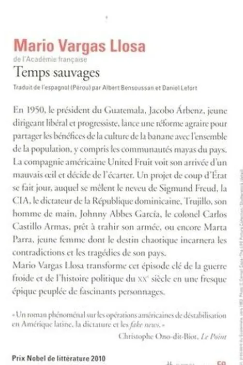 Temps sauvages, Mario Vargas Llosa