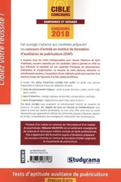 Tests d'aptitude auxiliaire de puériculture. 4e édition revue et corrigée, Mélanie Valentin