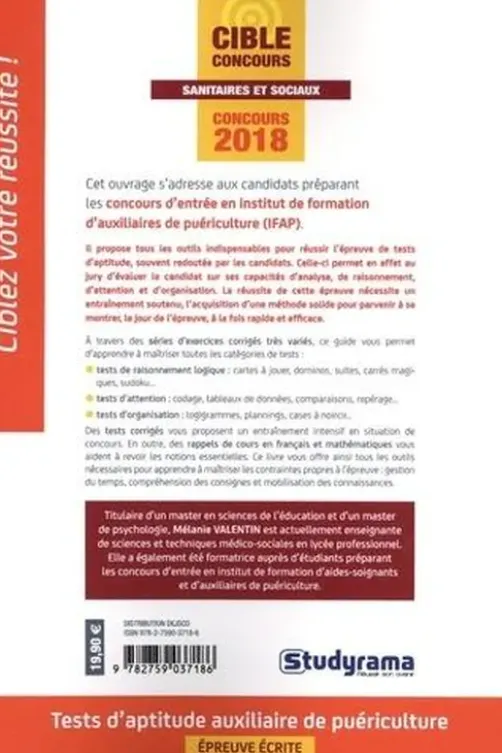 Tests d'aptitude auxiliaire de puériculture. 4e édition revue et corrigée, Mélanie Valentin