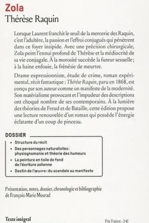 Thérèse Raquin, Emile Zola