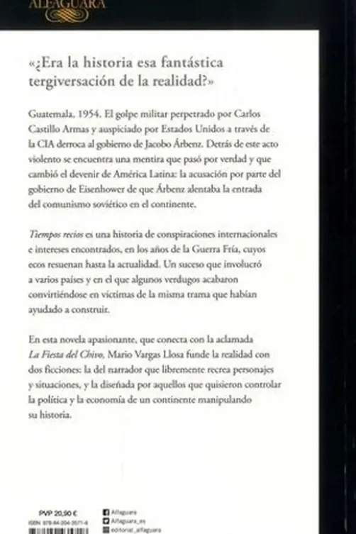 Tiempos recios. Edition en espagnol, Mario Vargas Llosa