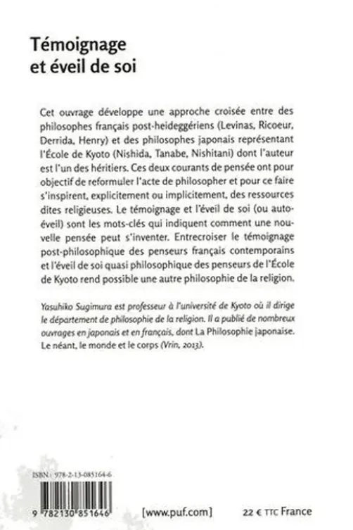 Témoignage et éveil de soi. Pour une autre philosophie de la religion, Yasuhiko Sugimura