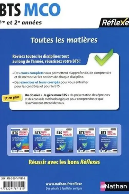 Toutes les matières BTS MCO 1re et 2e années. Edition 2020, Marie-José Chacon Benito