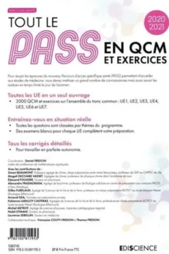 Tout le PASS en QCM et exercices. 3000 QCM et questions, extraits d'annales. Tronc commun : UE1, UE2, UE3, UE4, UE5, UE6, UE7, Edition 2020-2021, Daniel Fredon