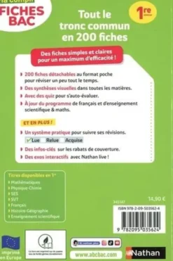 Tout le tronc commun en 200 fiches 1re générale. Edition 2025, Anne Cassou-Noguès