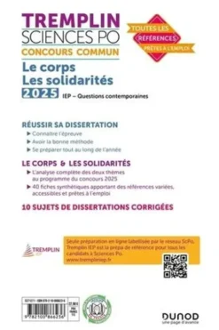Tremplin Science Po IEP Le corps Les solidarités. Questions contemporaines. Concours commun, Edition 2025, Vincent Bienstman