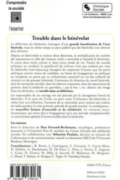 Trouble dans le bénévolat. France, Comores, Canada, Suisse, Dan Ferrand-Bechmann