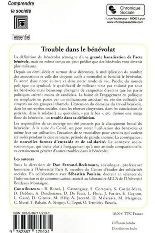 Trouble dans le bénévolat. France, Comores, Canada, Suisse, Dan Ferrand-Bechmann