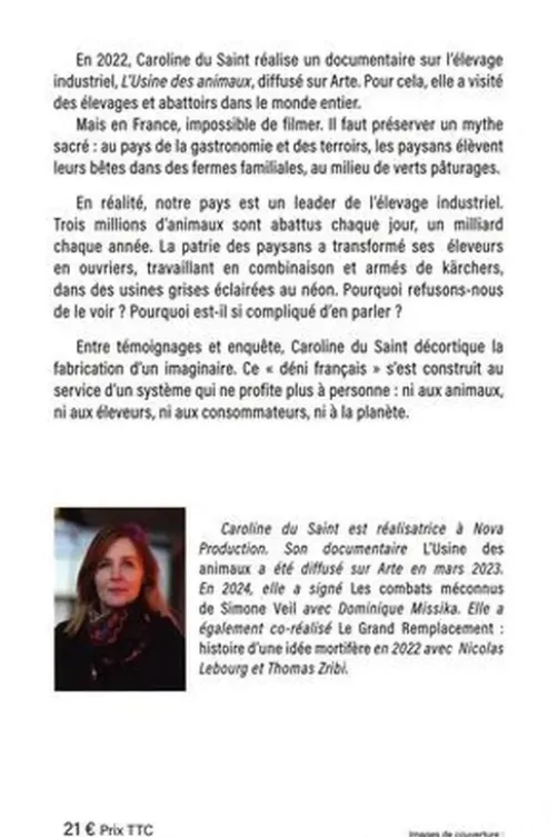 Un déni français. Enquête sur l'élevage industriel, Caroline Du Saint