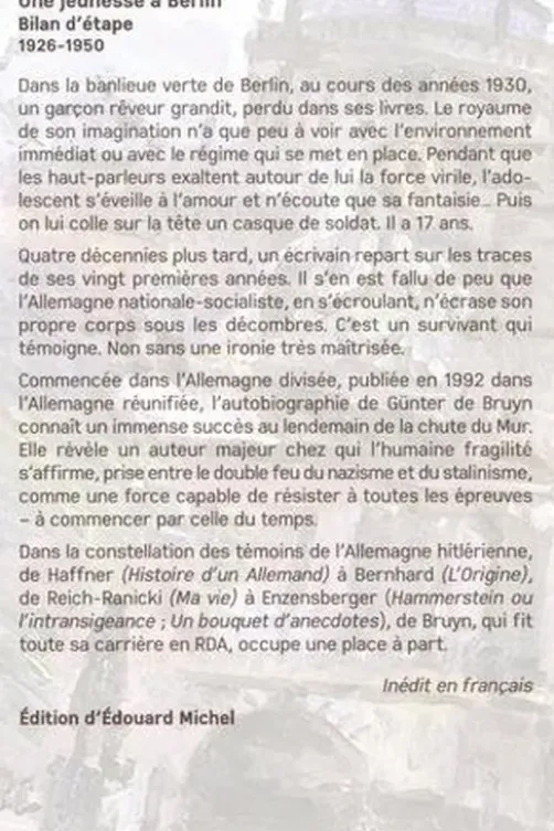 Une jeunesse à Berlin. Biland'étape 1926-1950, Günter de Bruyn