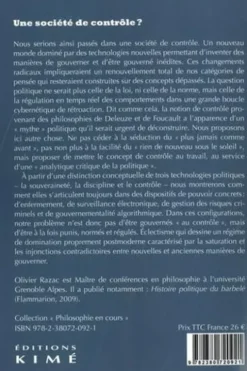 Une société de contrôle ? Enfermements, surveillance électronique, gestion des risques et gouvernementalité algorithmique, Olivier Razac