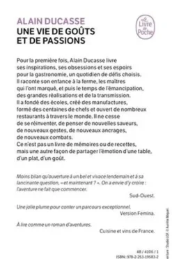 Une vie de goûts et de passions, Alain Ducasse