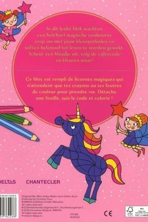Unicorn coloring fun. Coloriages codés, Chantecler