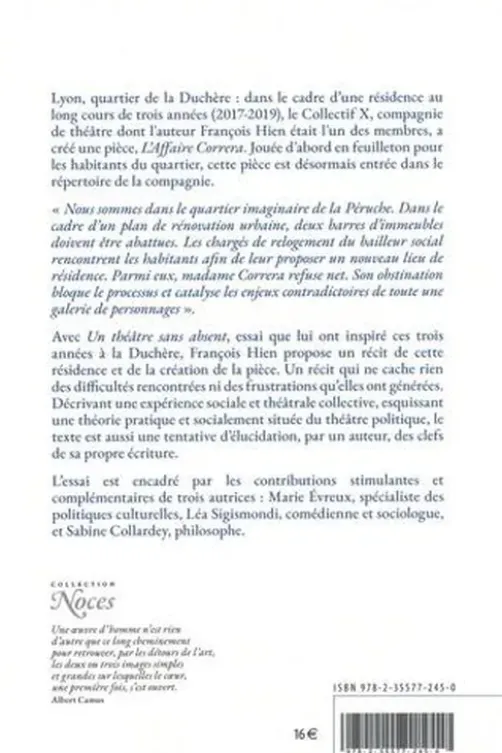 Un théâtre sans absent. Essai, François Hien