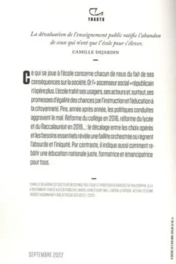 Urgence pour l'école républicaine. Exigence, équité, transmission, Camille Dejardin