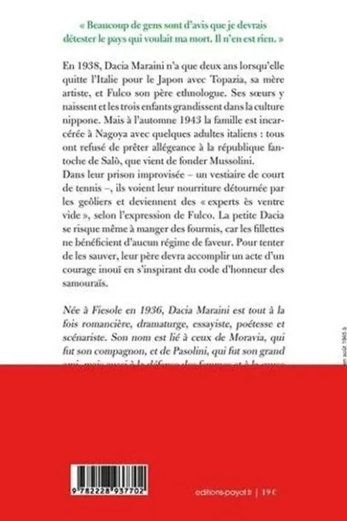 Vita mia. Une enfant italienne dans une prison japonaise (1943-1945), Dacia Maraini