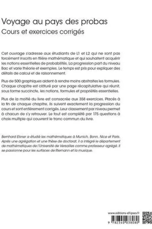 Voyage au pays des probas. Cours et exercices corrigés, Bernhard Elsner